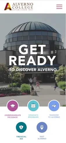 Alverno College Website Mobile Preview